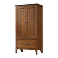 Bedroom Wardrobe Cabinet Storage Armoire in Medium Brown Cherry Wood Finish-0