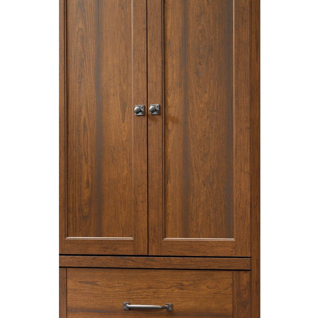 Bedroom Wardrobe Cabinet Storage Armoire in Medium Brown Cherry Wood Finish-1
