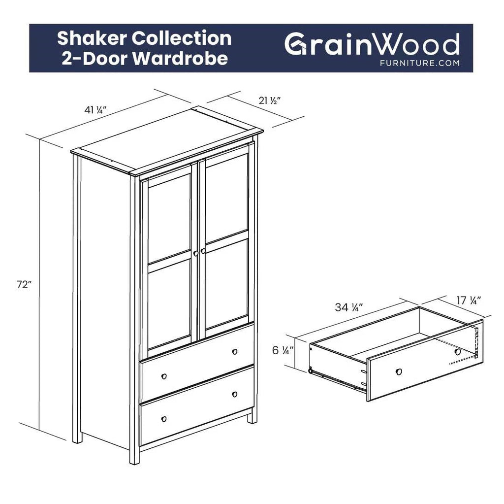 Brown Espresso Solid Wood Bedroom Armoire Wardrobe Cabinet with Hanging Bar-4