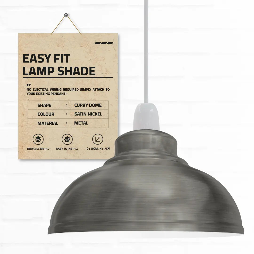 Vintage Retro Pendant Light Curvy Shade Metal Easy Fit E27/B22~1391