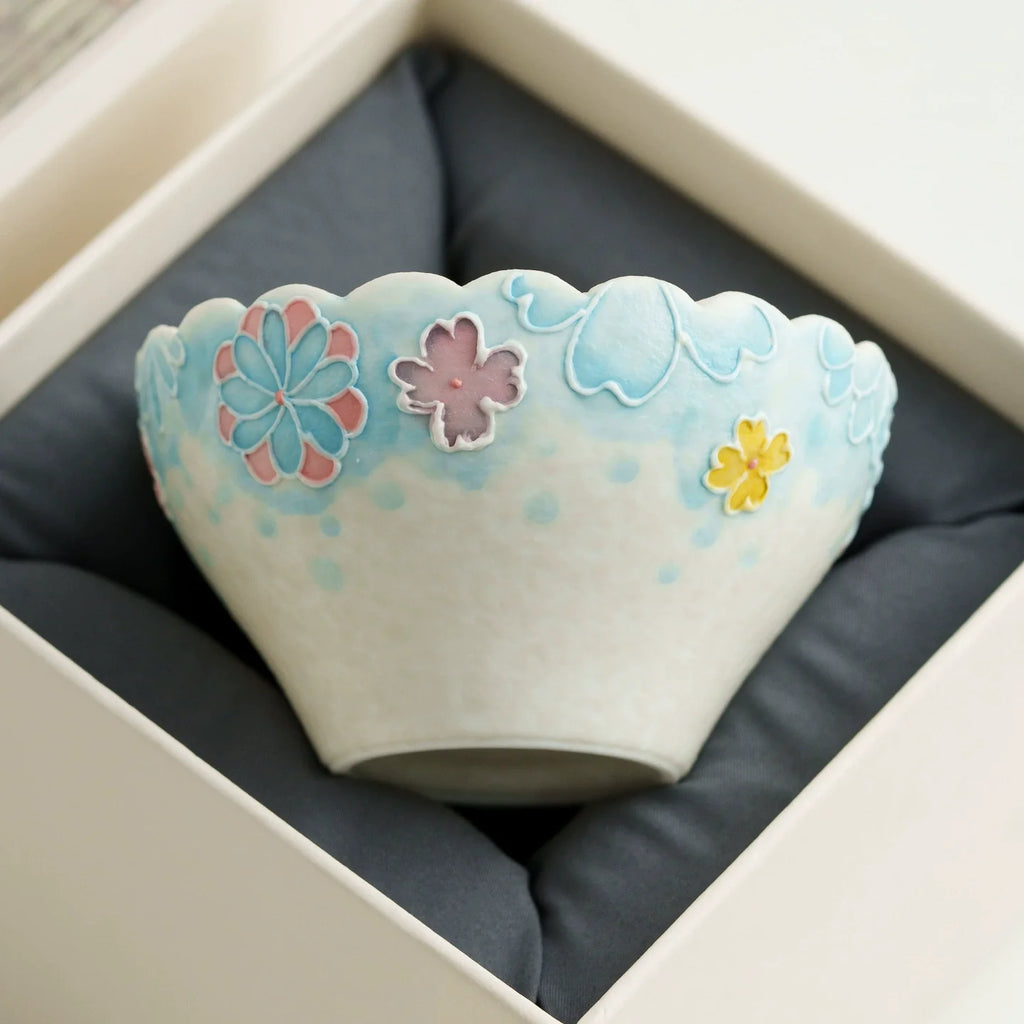 Handmade Ceramic Teacup with Floral Embossed Design – 80ml Traditional Chinese Tea Cup