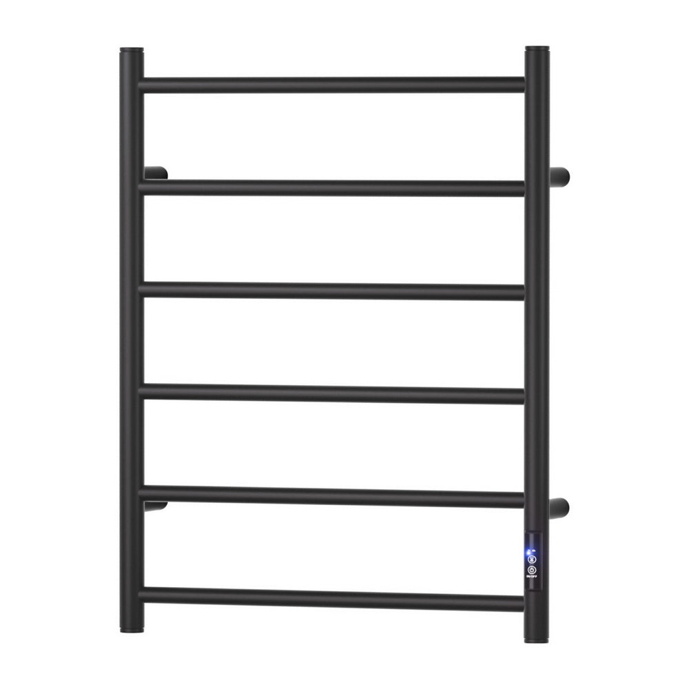 NNEDSZ Devanti Heated Towel Rail 6 Round Bars  with Timer Electric Heater Warmer Rack-0