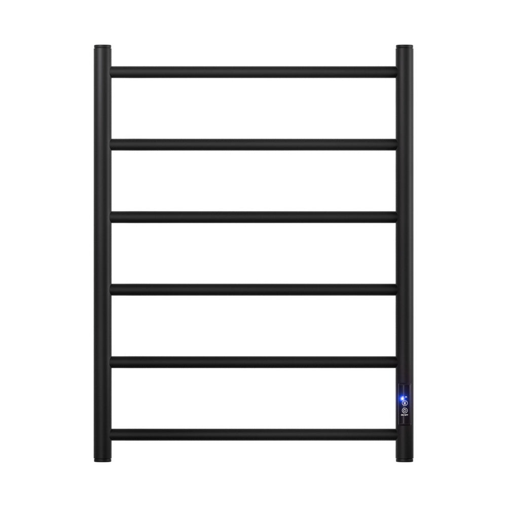 NNEDSZ Devanti Heated Towel Rail 6 Round Bars  with Timer Electric Heater Warmer Rack-2