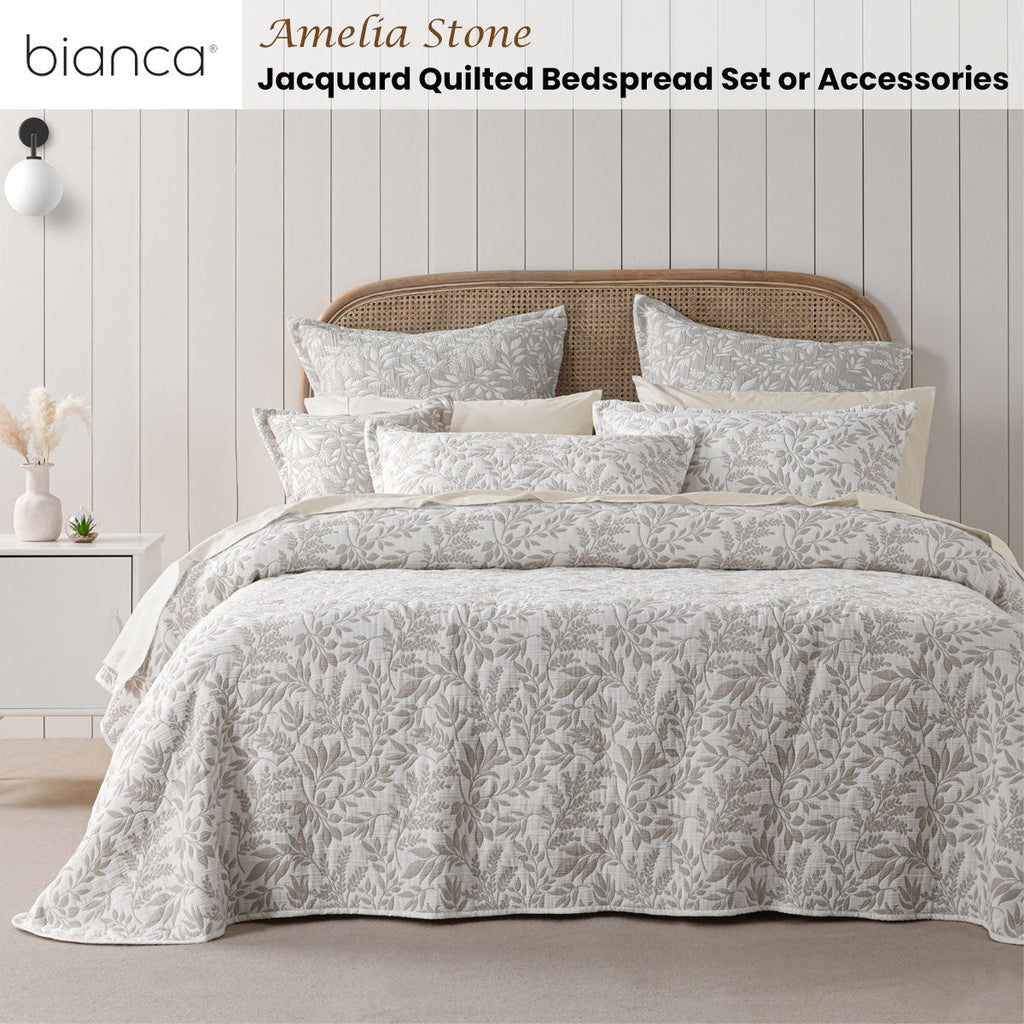 NNEDSZ Bianca Ameila Stone Jacquard Quilted Foliage Bedspread Set Super King