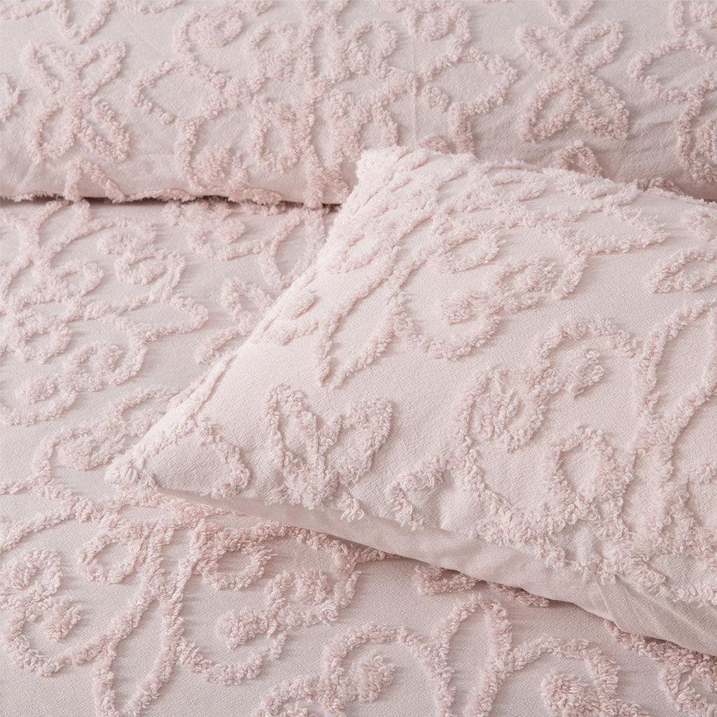 NNEDSZ Bianca Ella Blush Cotton Chenille Floral Bedspread Set King