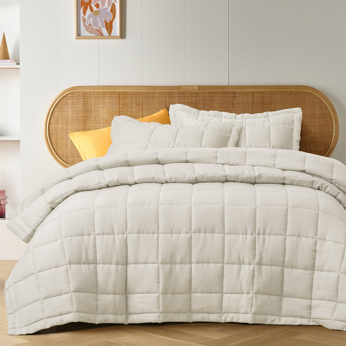 NNEDSZ Vintage Design Homewares Natural French Linen Coverlet Set King