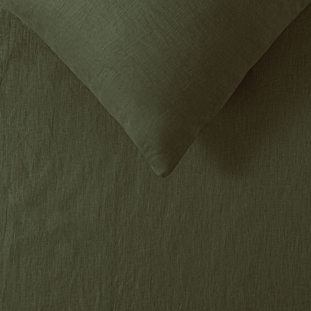 NNEDSZ 100% Linen Olive Quilt Cover Set King