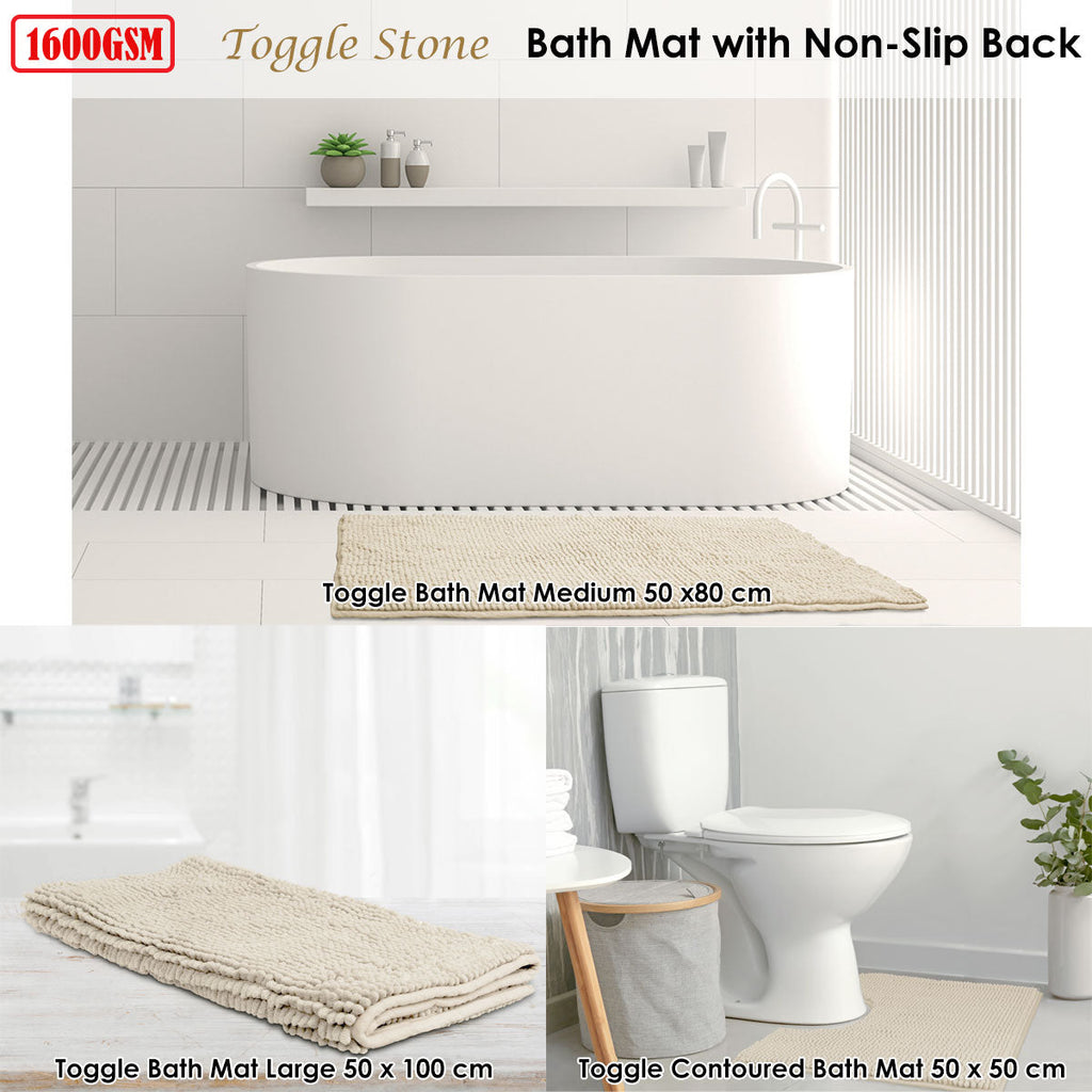 NNEDSZ Toggle Microfiber Bath Mat Contourned Stone-1