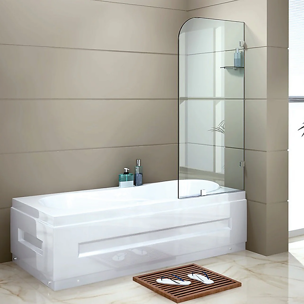 NNEDSZ 70cm Frameless Glass Bath Screen with Brackets - White-0