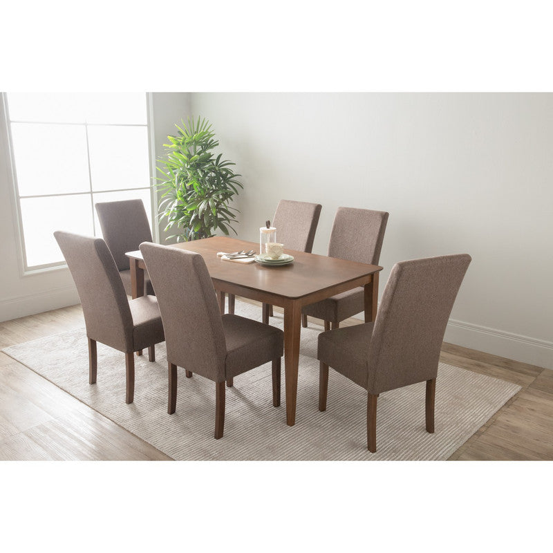 NNEDSZ ALLEGRO Dining Table + 6x MESI Dining Chair - 7 Piece Dining Set - Cocoa