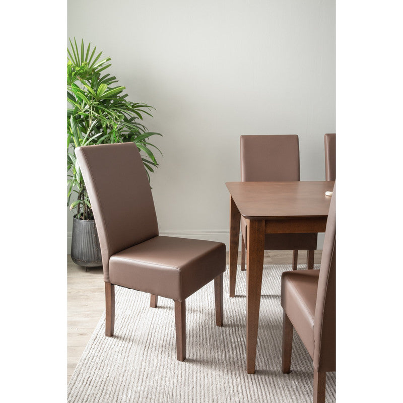 NNEDSZ ALLEGRO Dining Table + 6x MESI Dining Chair - 7 Piece Dining Set - Cocoa