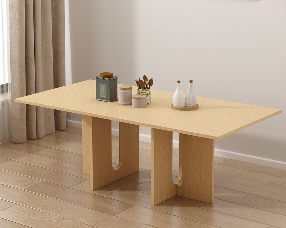 NNEDSZ Walnut Melamine Dining Table 6 Seater