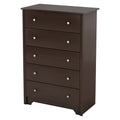 Dark Brown Chocolate Wood Finish 5-Drawer Bedroom Chest of Drawers-0