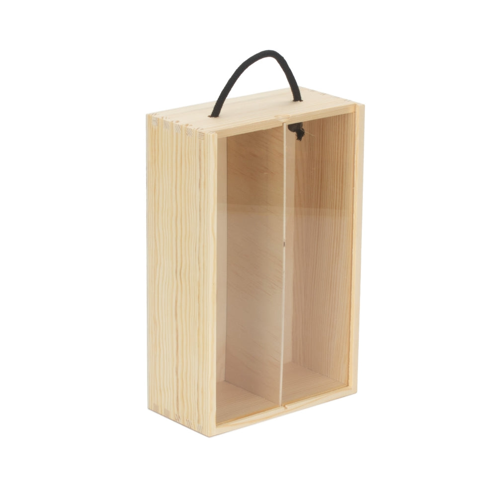 2 Beer Bottle Pinewood Carry Case with Acrylic Lid