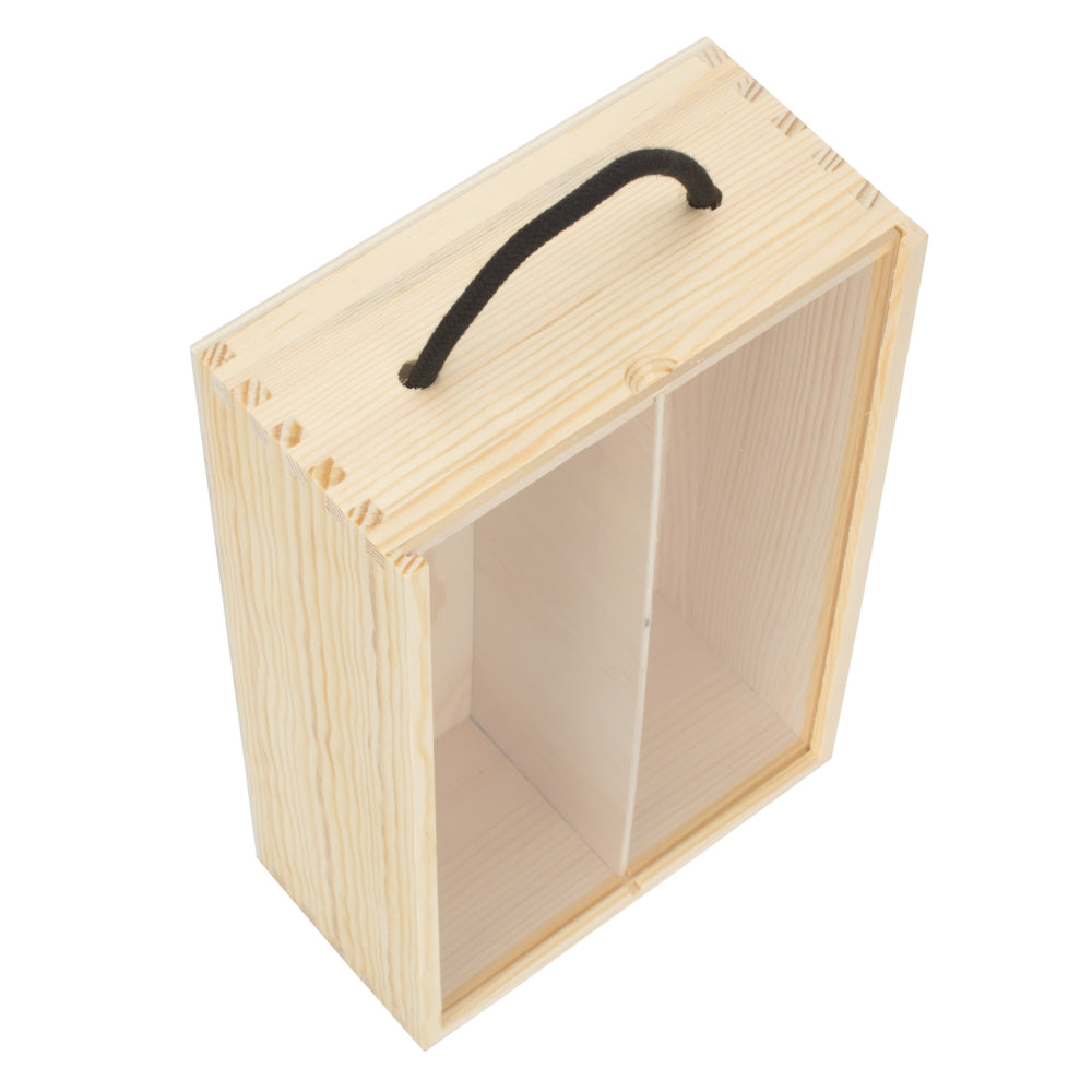 2 Beer Bottle Pinewood Carry Case with Acrylic Lid