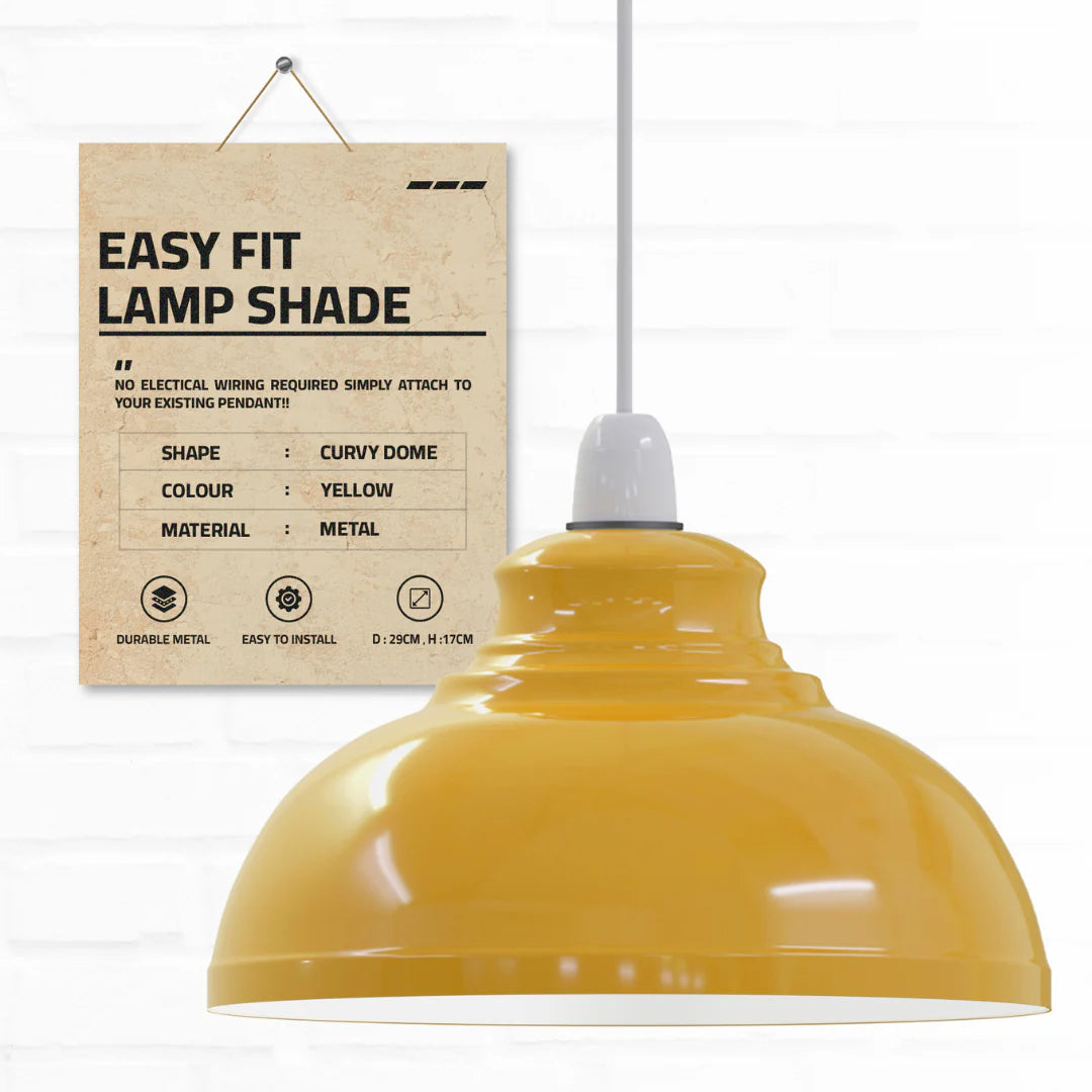 Vintage Retro Pendant Light Curvy Shade Metal Easy Fit E27/B22~1391