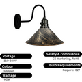 Vintage Shade Metal Retro Copper Colour Wall Light with switch Holder~2520