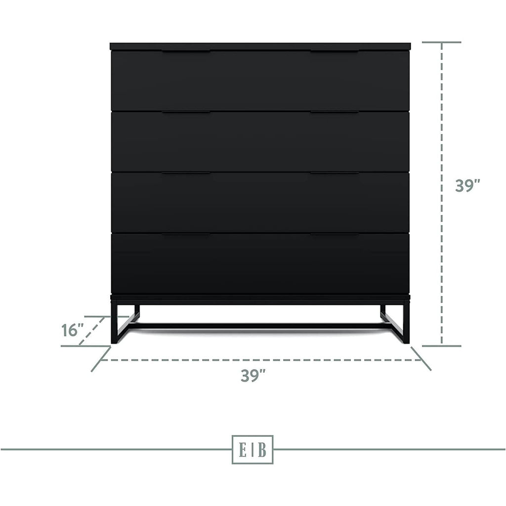Black Modern Four Drawer Dresser Storage Chest For Bedroom-1