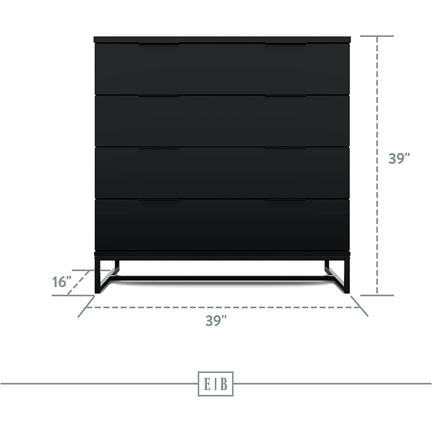 Black Modern Four Drawer Dresser Storage Chest For Bedroom-1