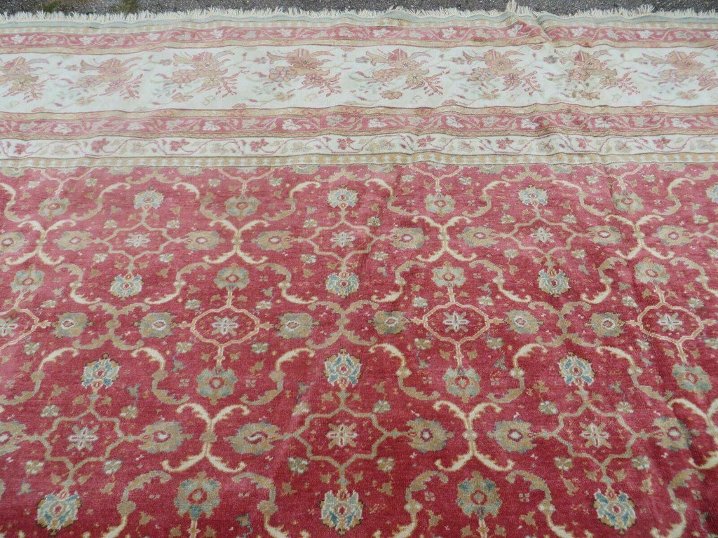 12' X 18' Palace Size Handmade Egyptian Wool Rug Carpet Soft Colors Red & Beige