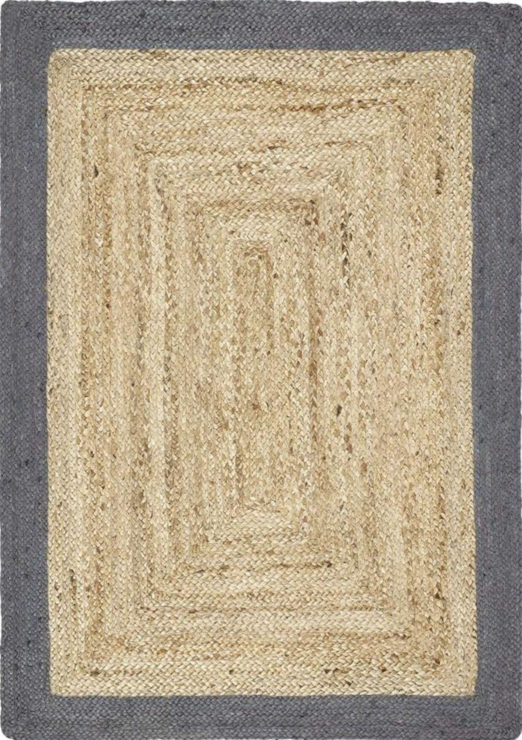 Bordered Grey Jute Rug