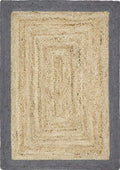 Bordered Grey Jute Rug