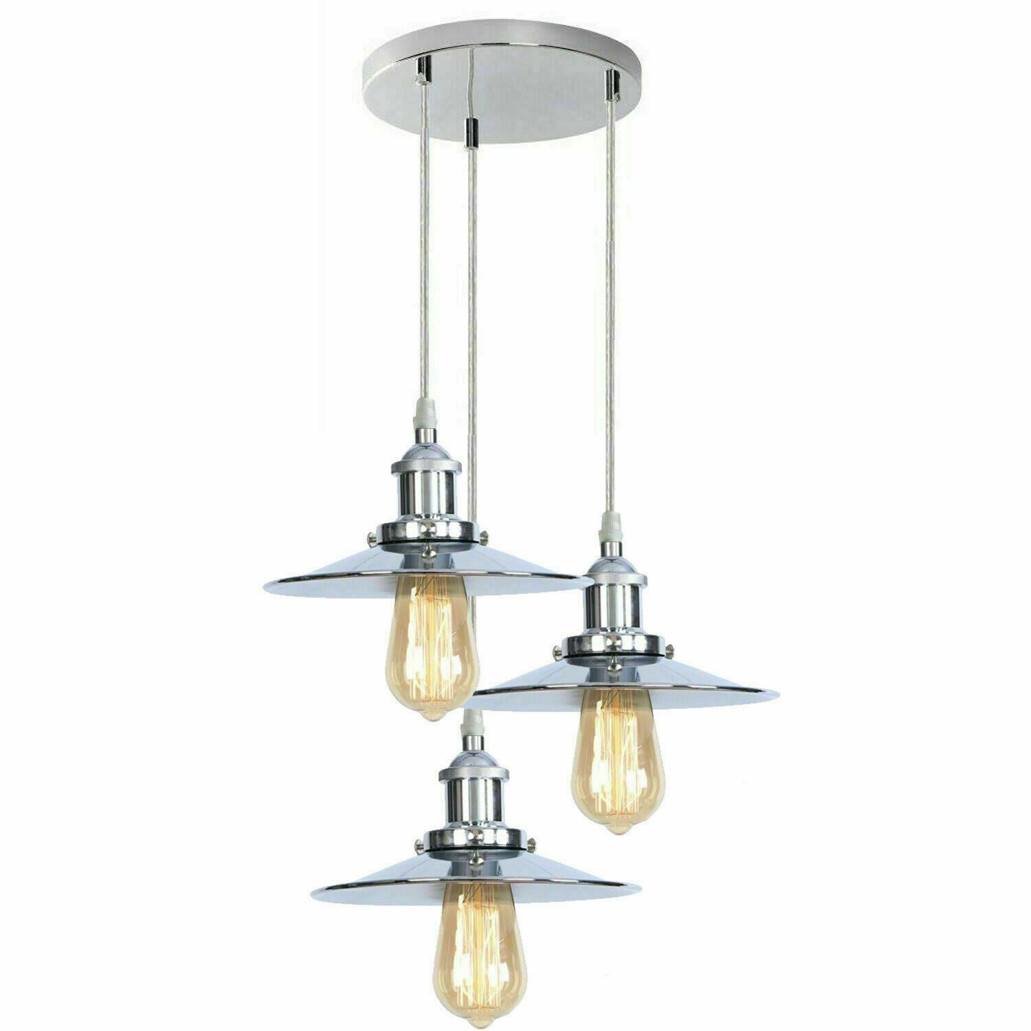 Modern 3-Light Pendant Ceiling Fixture Lighting | Chrome Finish Home Use~ 1324