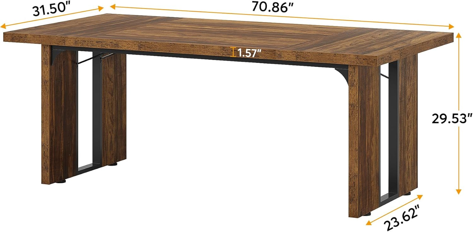 71 Inch Dining Table Rustic Farmhouse For Kitchen Dining