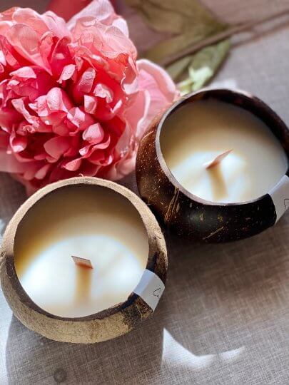 Coconut Wax Candle in Coconut Shell - Eco-Friendly and Sustainable Home Decor-3