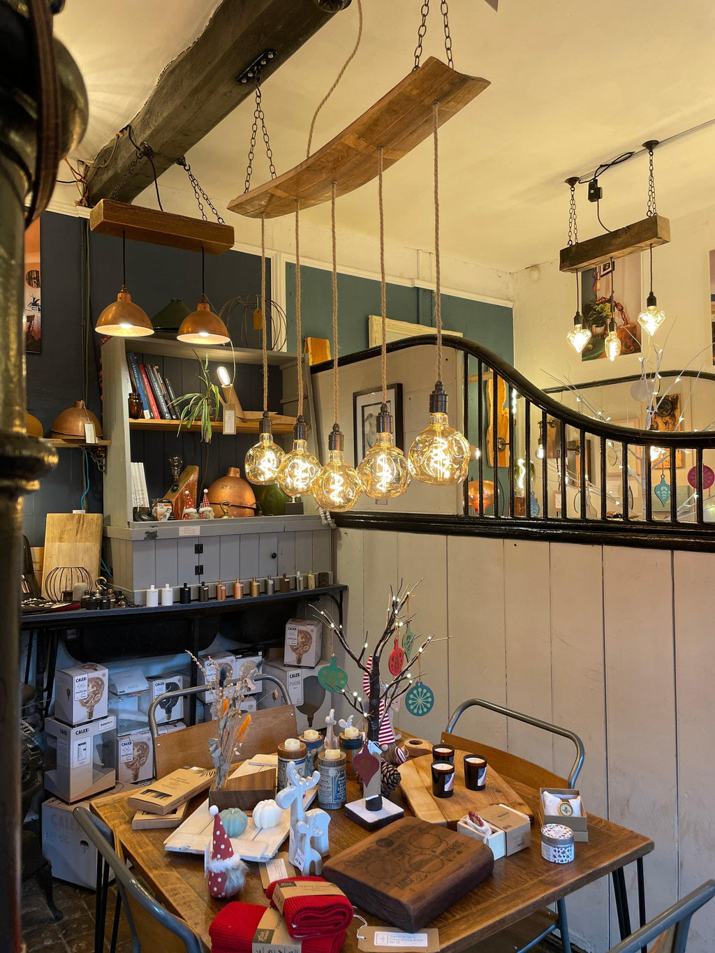 Curvey Oak Stave Chandelier