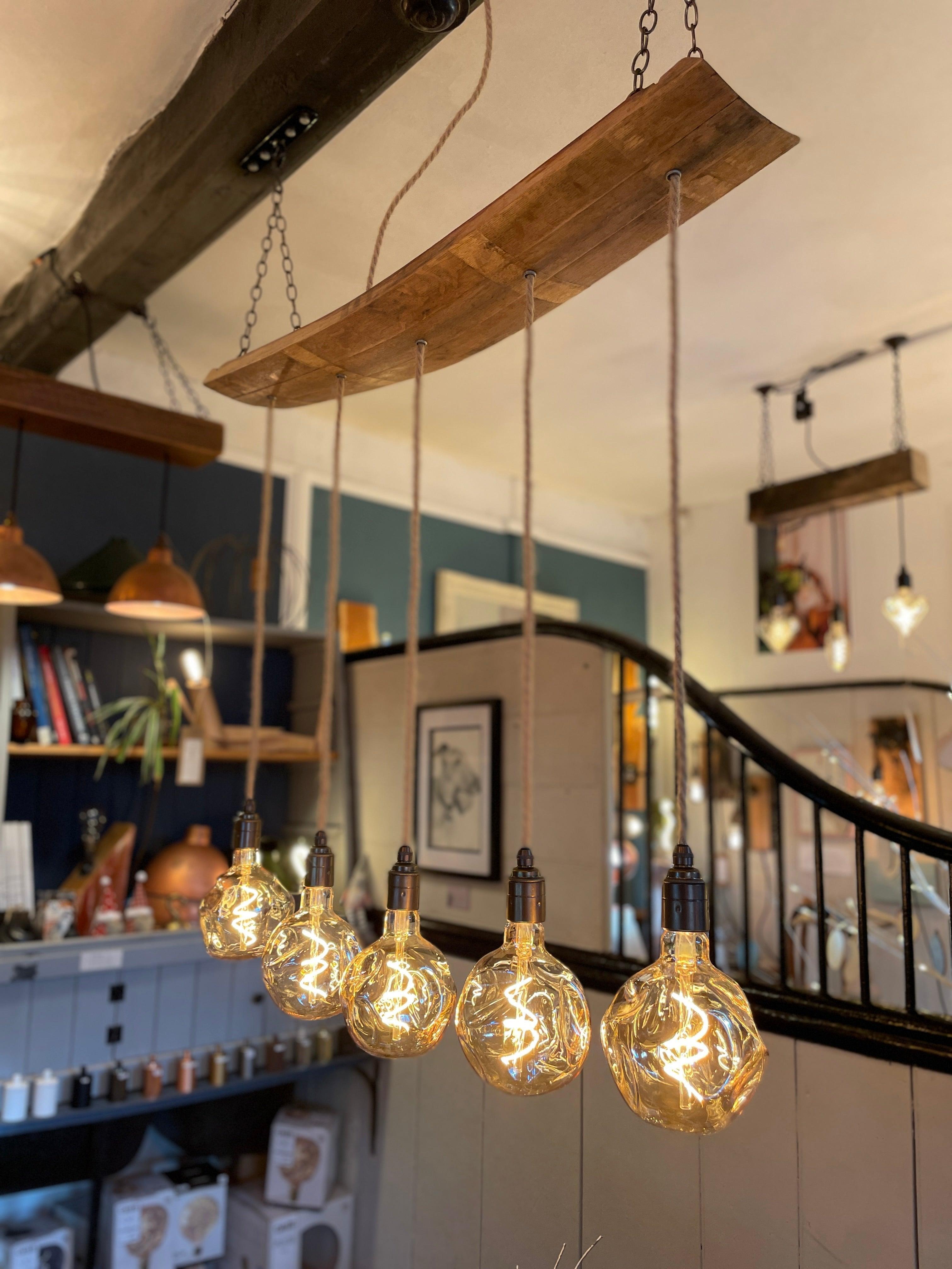 Curvey Oak Stave Chandelier