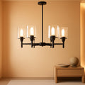 Black Six Light Dining Room Chandelier Crystal Aura-0