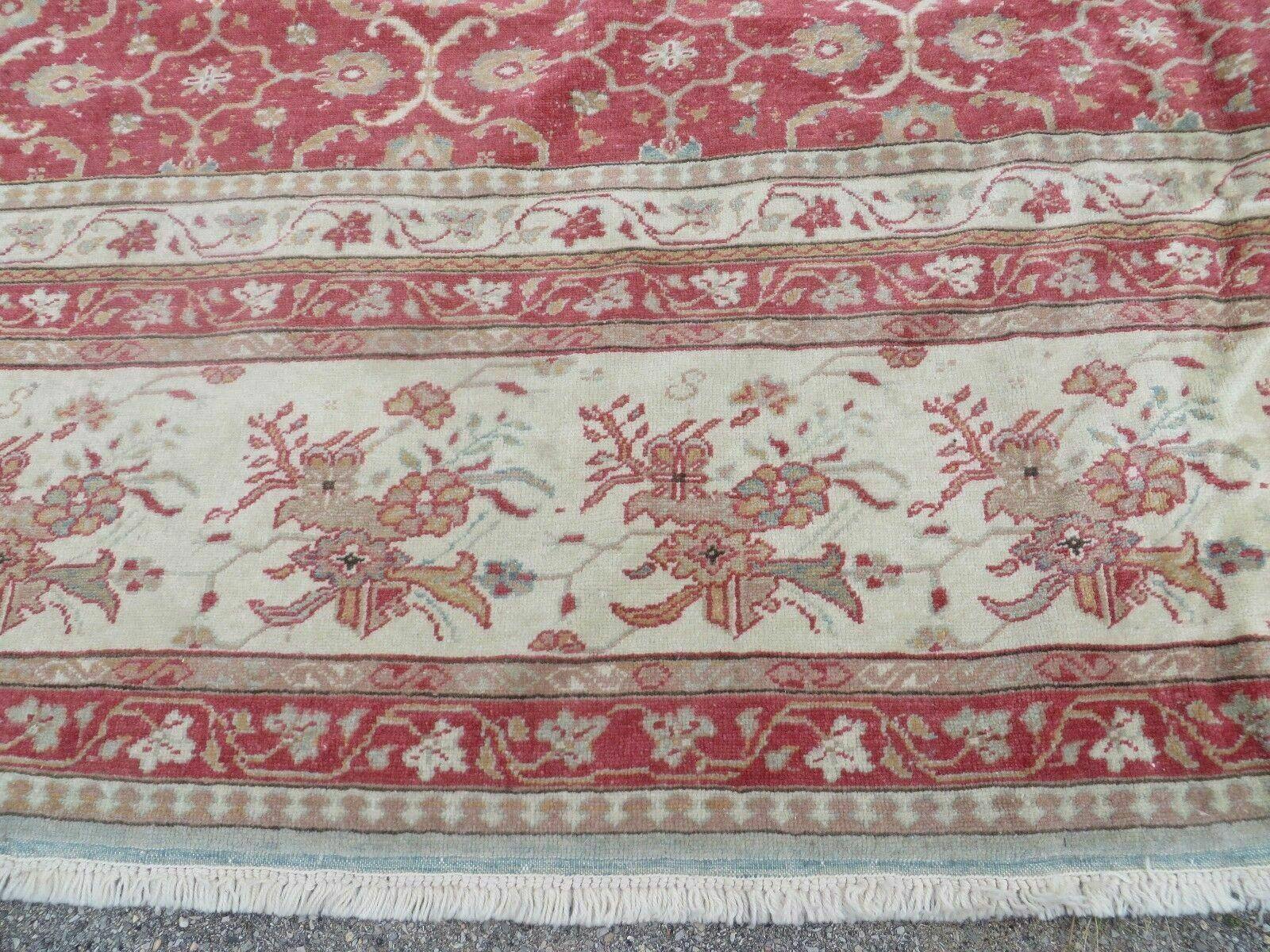 12' X 18' Palace Size Handmade Egyptian Wool Rug Carpet Soft Colors Red & Beige