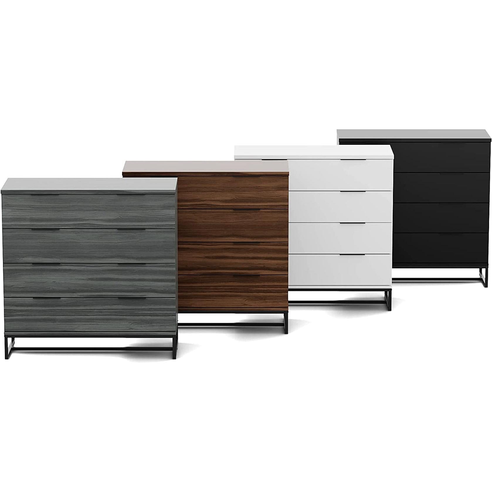 Black Modern Four Drawer Dresser Storage Chest For Bedroom-2
