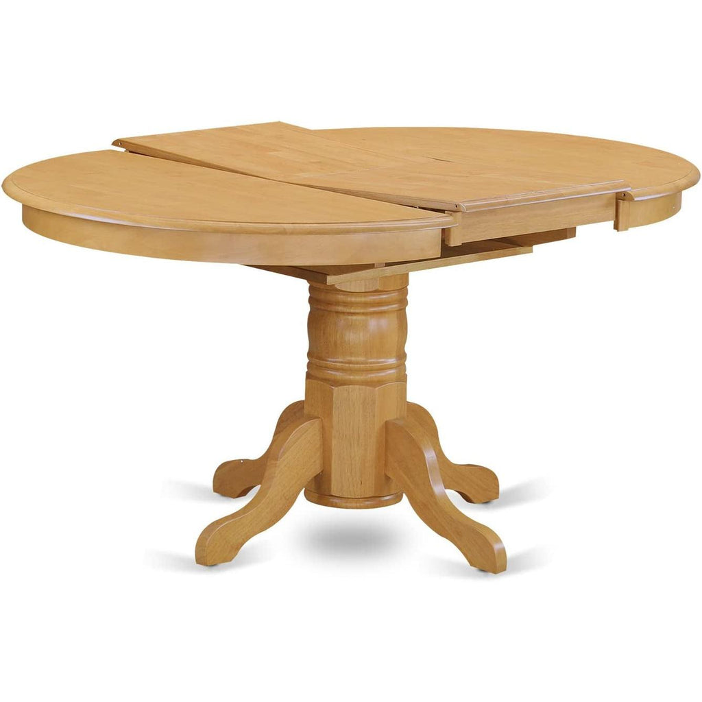 Oak Finish Round Wood Dining Table for Kitchen Dining Room