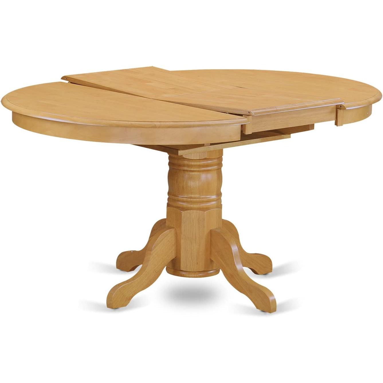 Oak Finish Round Wood Dining Table for Kitchen Dining Room