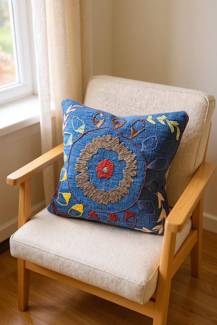 Suzani Hand Embroidered Cushion Cover - 45 x 45 cm