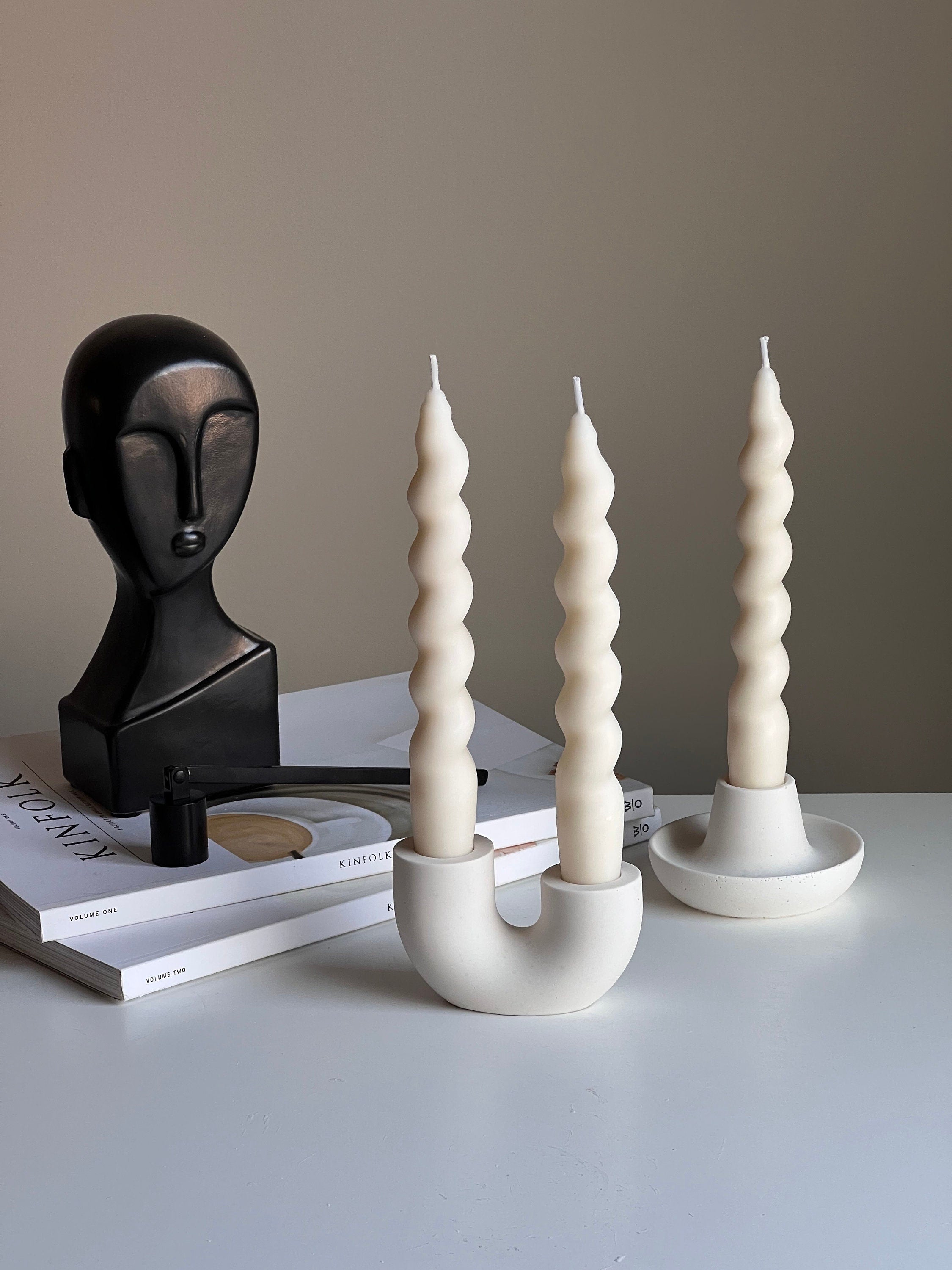 Jesmonite Double Candlestick Holder | Modern Wedding Table Decor-3