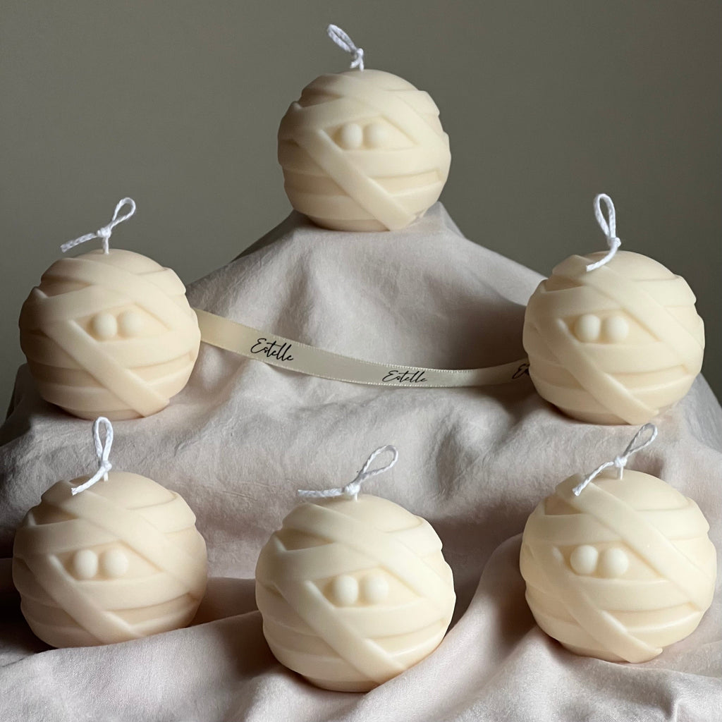 Handmade Halloween Mummy Candle | Sculptural Soy Wax Candle-3
