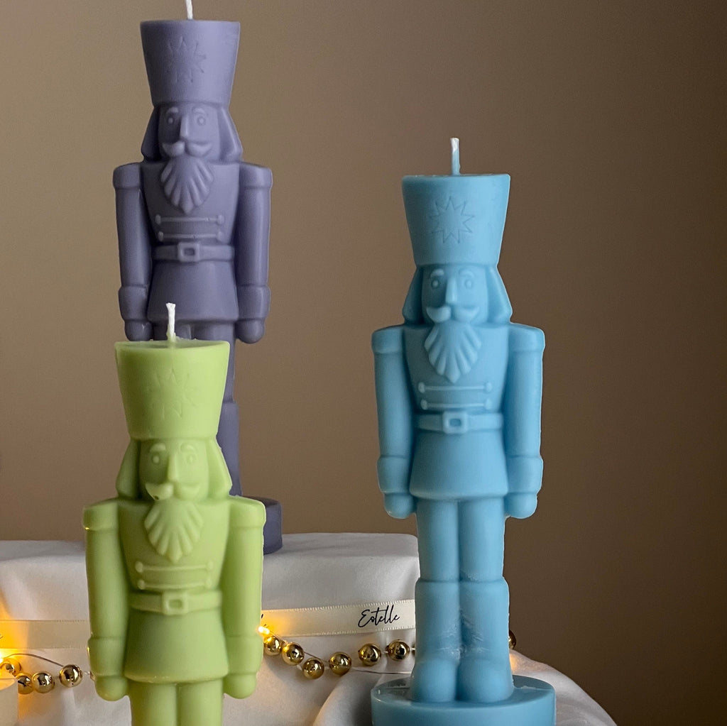Handmade Nutcracker Candle: Sculptural Christmas Decor Gift-1
