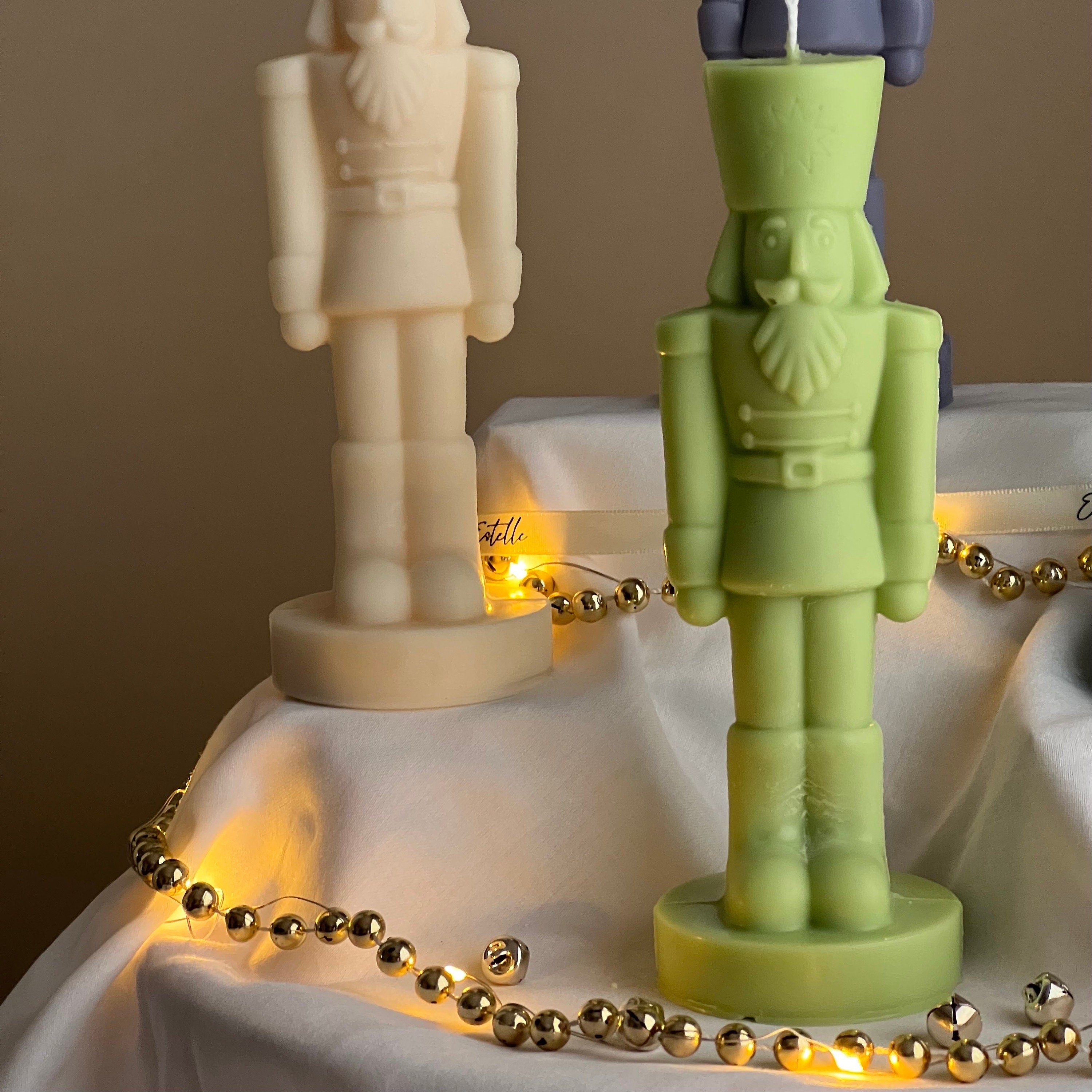 Handmade Nutcracker Candle: Sculptural Christmas Decor Gift-4