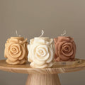 Handmade Rose Flower Candle: Vegan Soy Pillar Candle-0