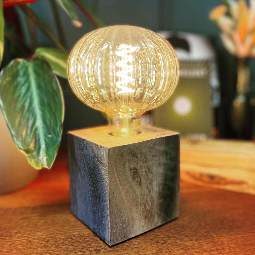 Mini oak cube lamp