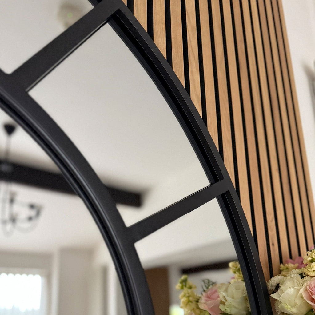 Mio - Black Metal Arched Window Mirror - 95cm x 120cm