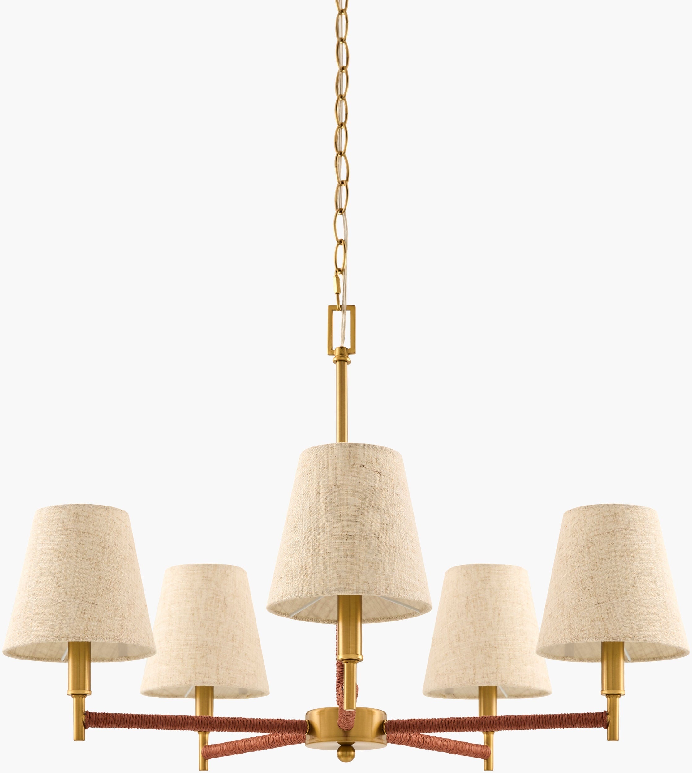 Soft Gold Modern Chandelier with linen details for dining or living rooms-0