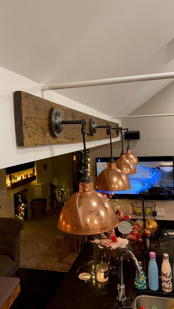 Multi sconce timber backed wall light