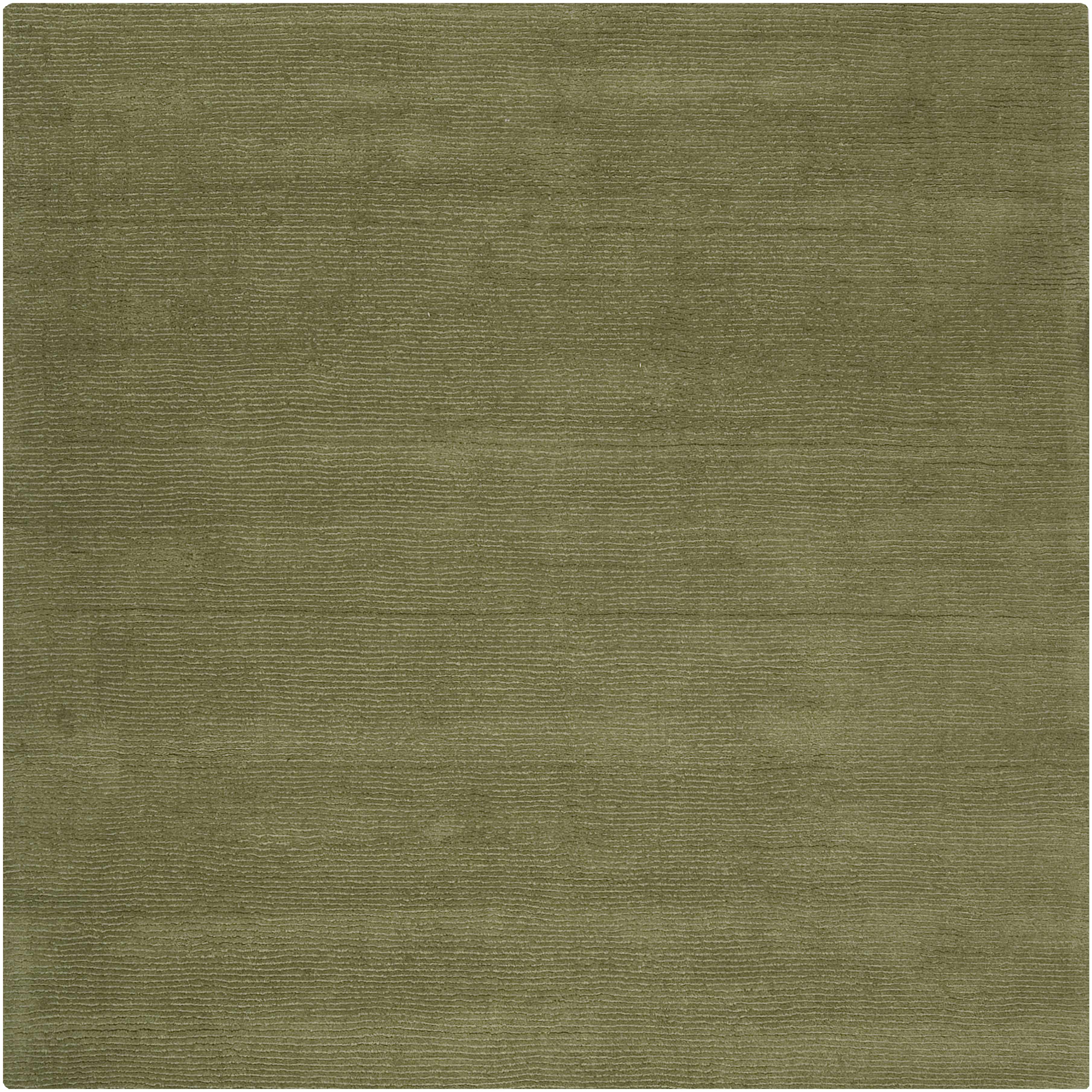 Brockton Solid Green Hand Loomed Wool Area Rug