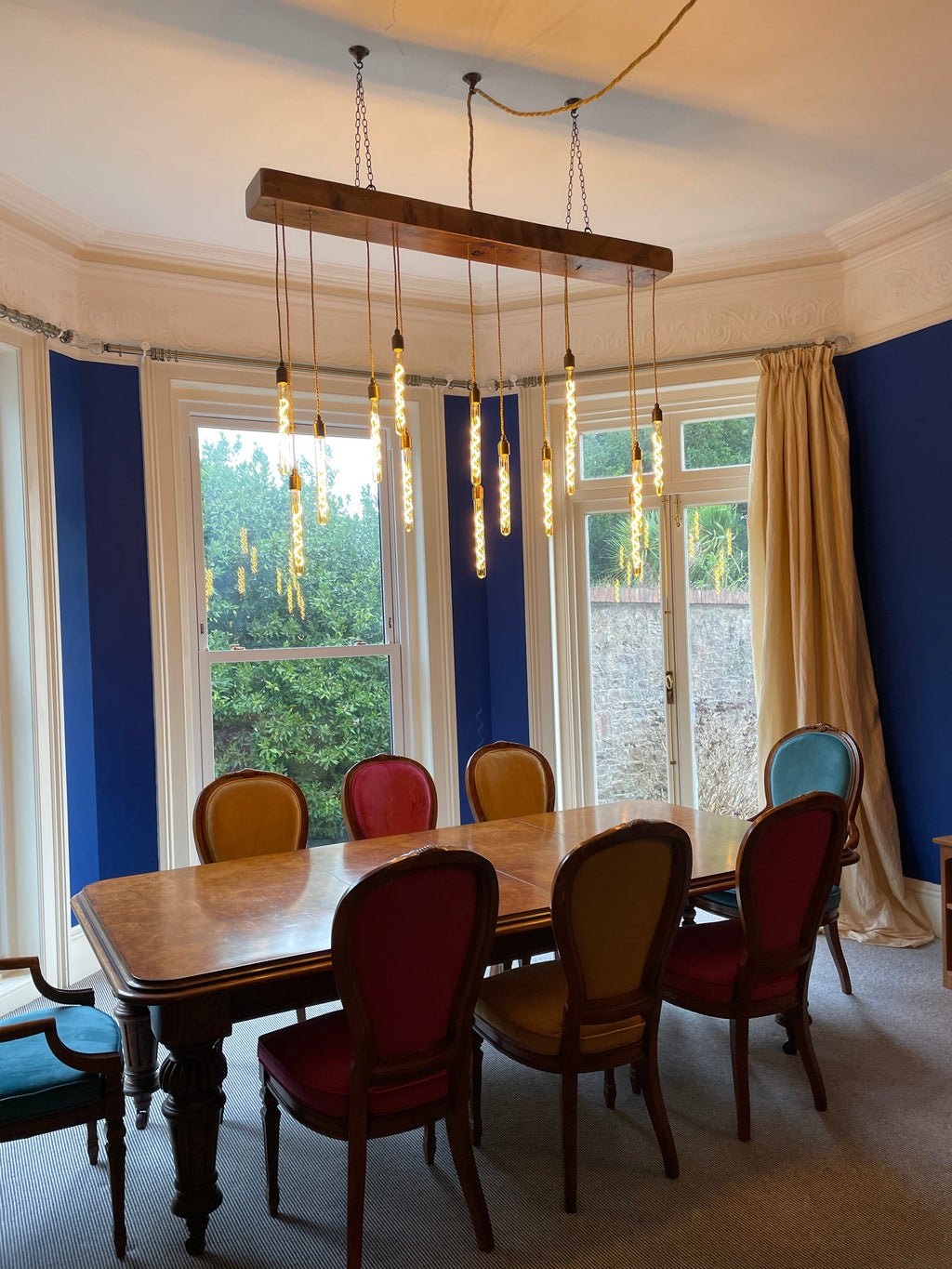 Quintriplet Oak Beam Chandelier