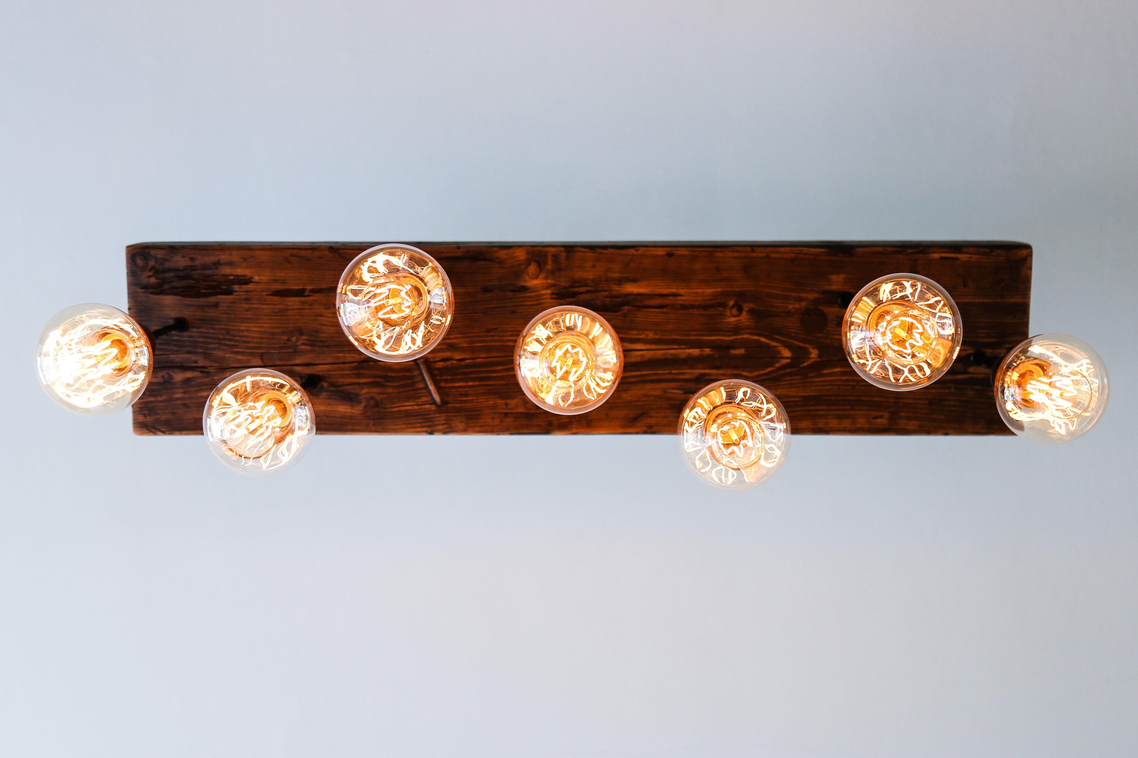 Reclaimed Wooden Beam Chandelier Cluster Pendant Light
