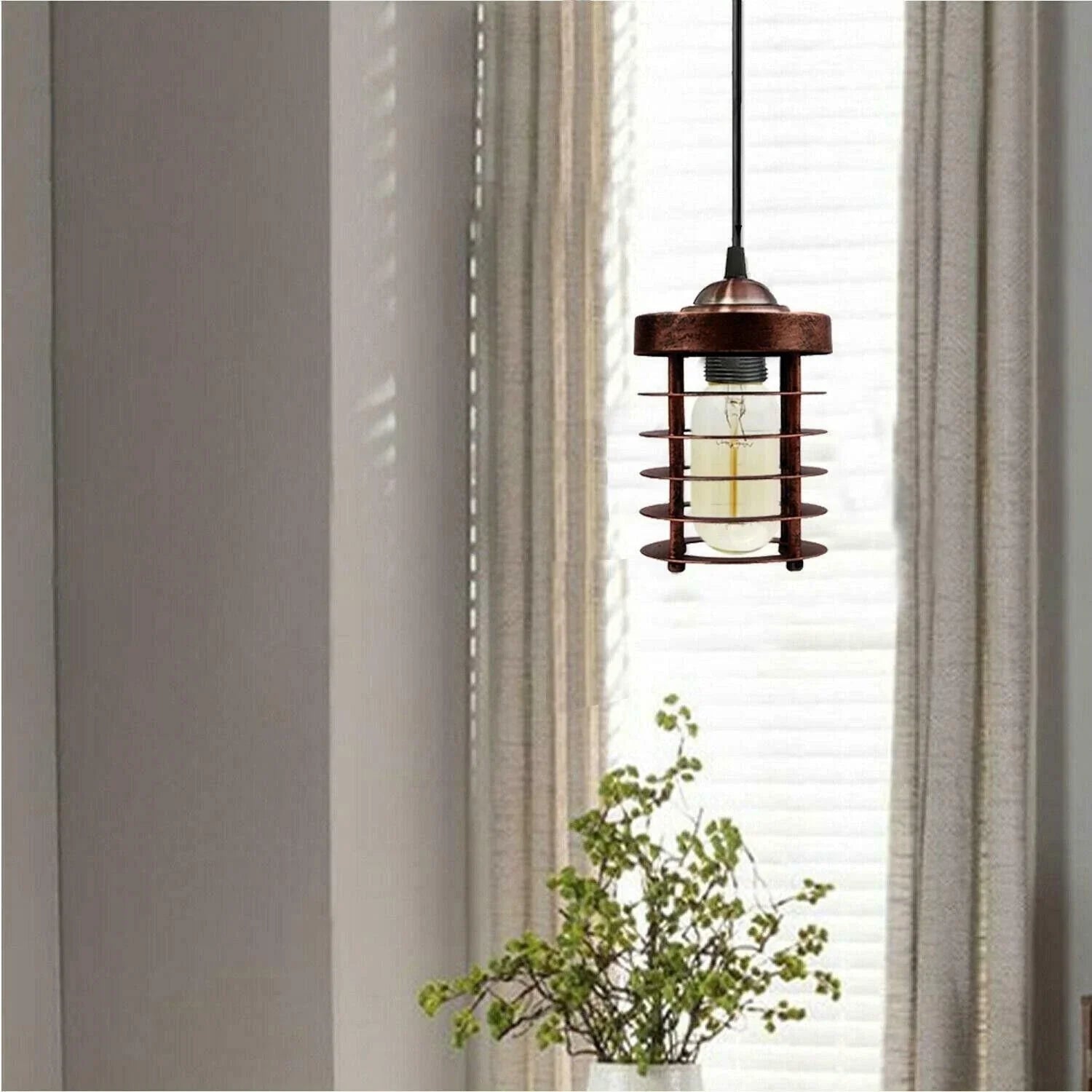 Metal  Cylinder Cage Vintage Industrial Pendant Lampshade  ~3162